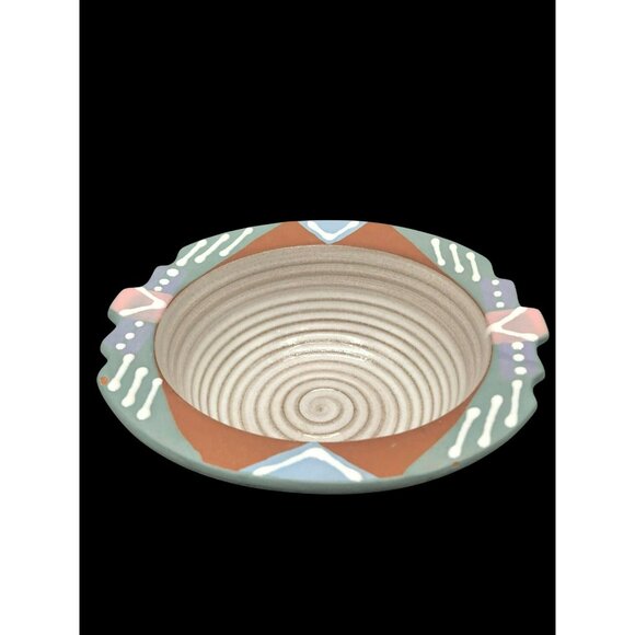 Handcrafted Terracotta Pottery Bowl Signed By Dana With Southwestern Tribal Desi - Picture 2 of 9